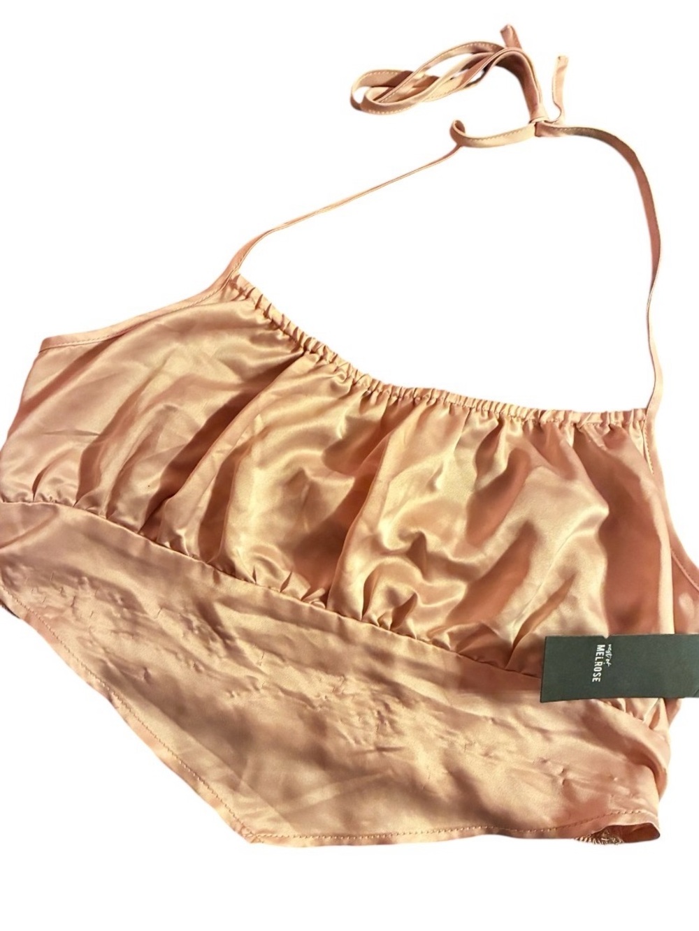 Tilly's Satin Peach Halter crop top